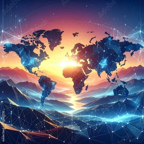 Obraz Global network sunrise view