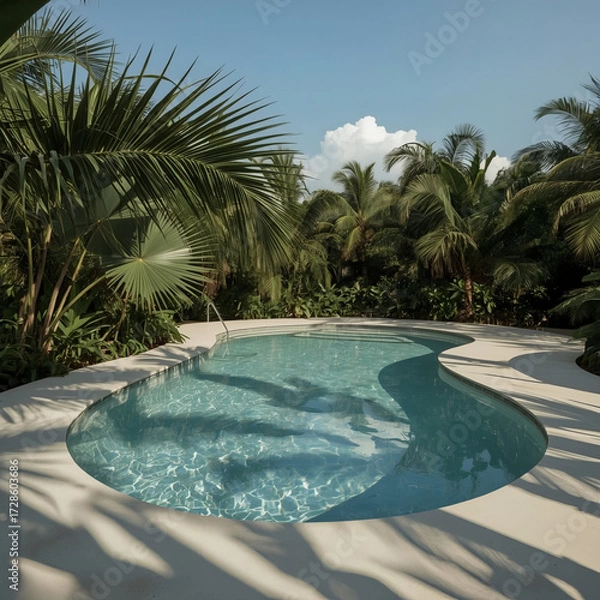 Fototapeta Swimming Pool Surrounded by Tropical Plants