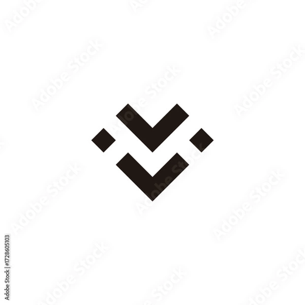 Fototapeta Letter v, M and j heart, square geometric symbol simple logo vector