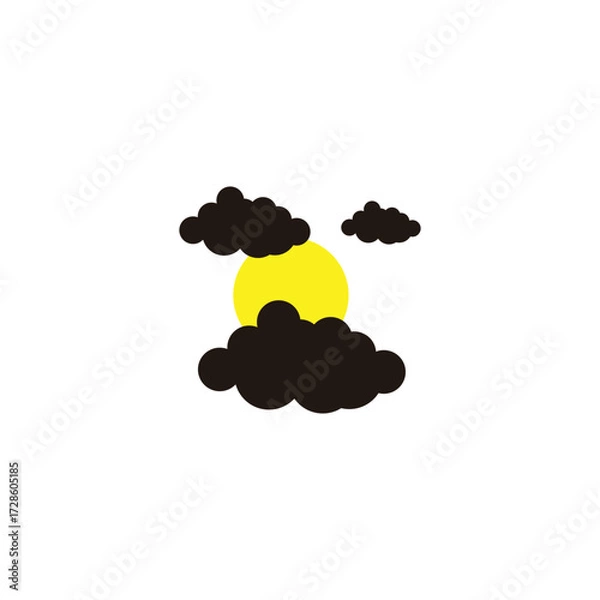 Fototapeta Clouds, and sun geometric symbol simple logo vector