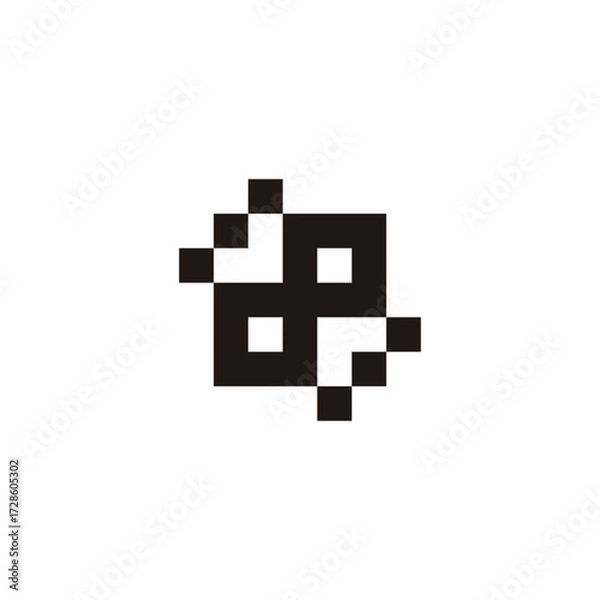 Fototapeta Number 8 letter r and J squares geometric symbol simple logo vector