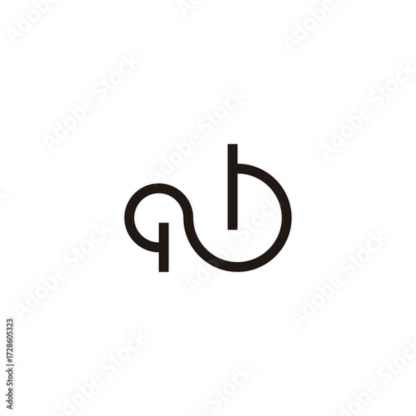 Fototapeta Letter q and b curve geometric symbol simple logo vector