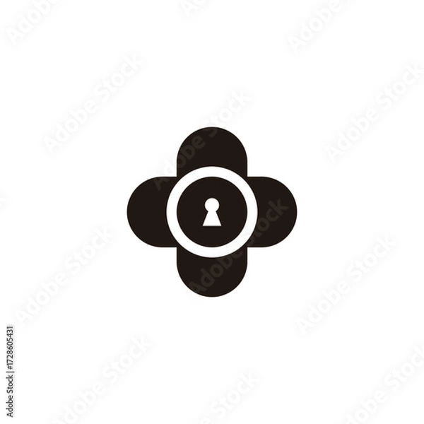 Fototapeta key and plus geometric symbol simple logo vector