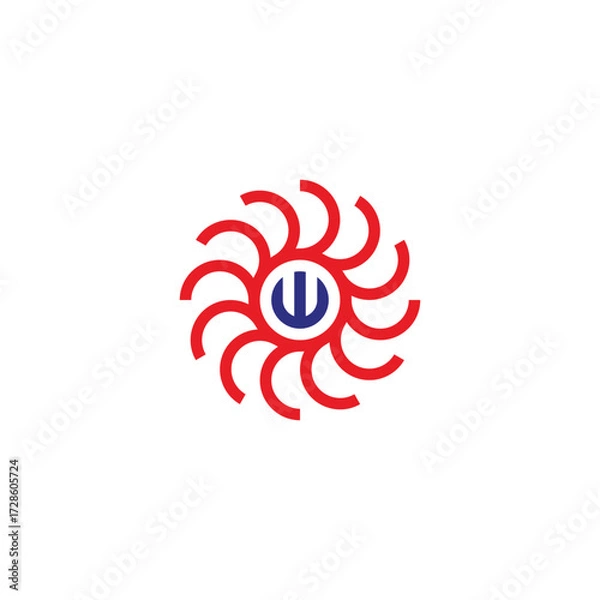 Fototapeta Letter w in circle, technology geometric symbol simple logo vector