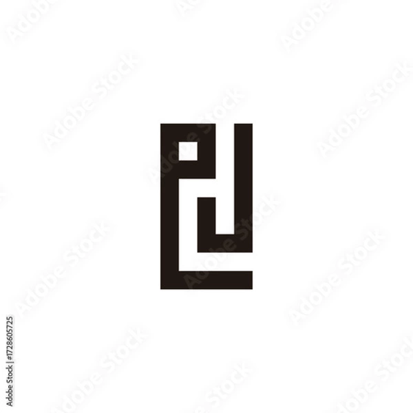 Fototapeta Letter e and J square geometric symbol simple logo vector