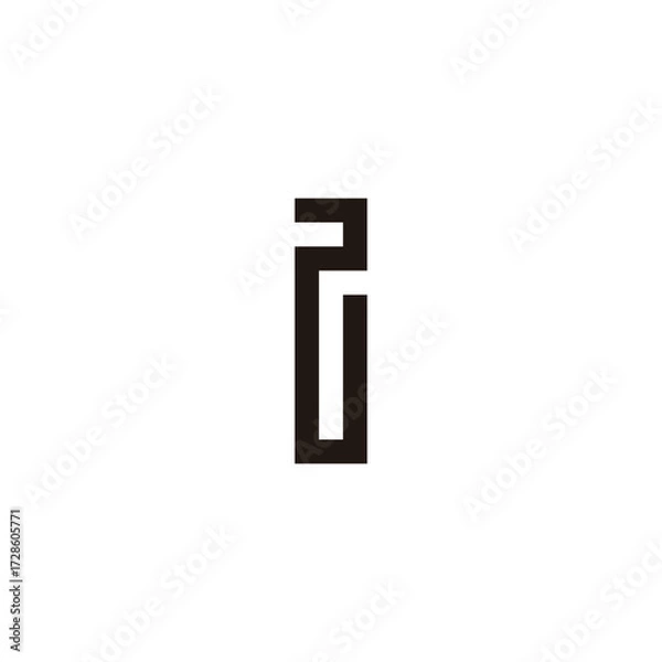 Fototapeta Letter r number 2 rectangle geometric symbol simple logo vector
