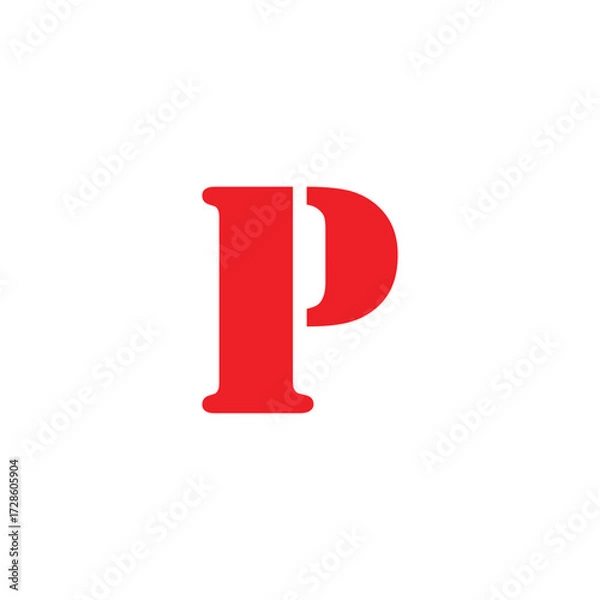 Fototapeta Letter P red geometric symbol simple logo vector