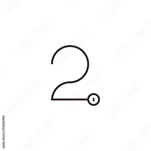 Fototapeta Number 2 key geometric symbol simple logo vector