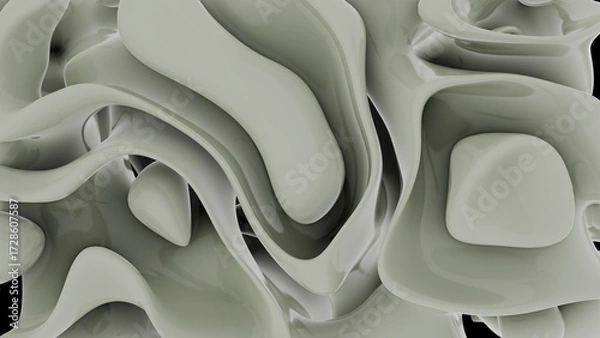 Obraz Abstract Fluid Shapes in Gray Tones