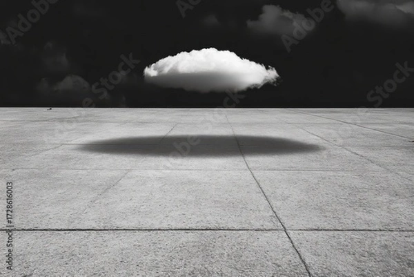 Fototapeta Single Cloud Shadow Over Flat Gray Surface.
