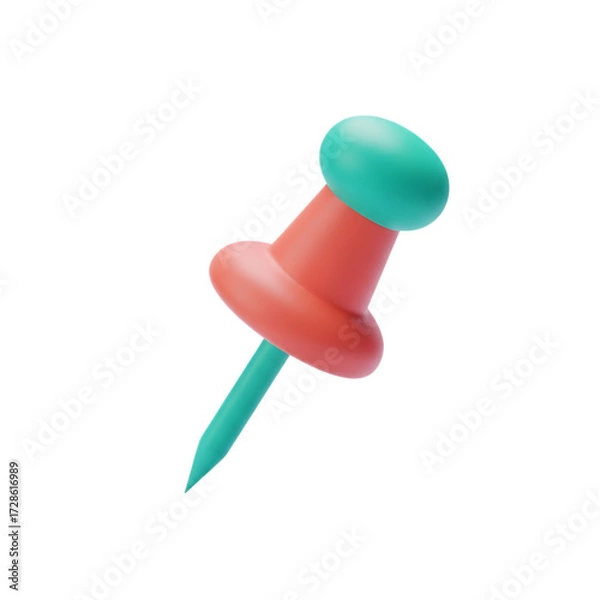 Obraz thumbtack pin 3d icon isolated on transparent background png