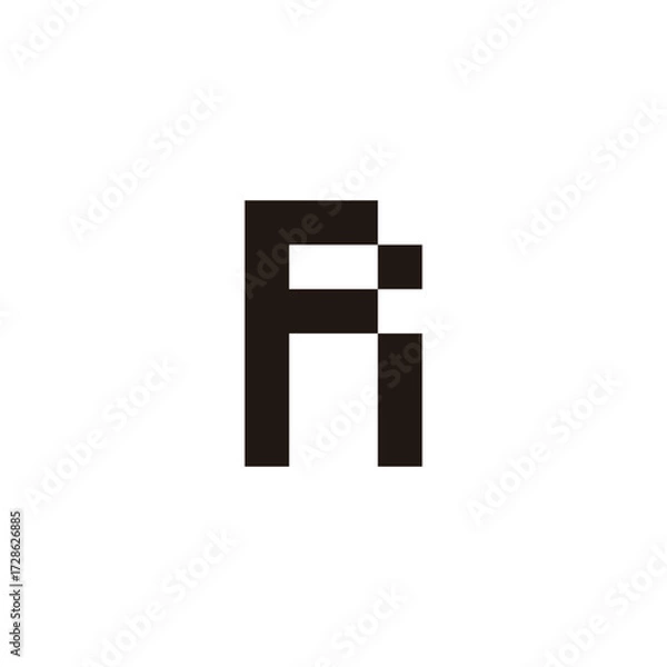Fototapeta Letter F and i square, unique geometric symbol simple logo vector