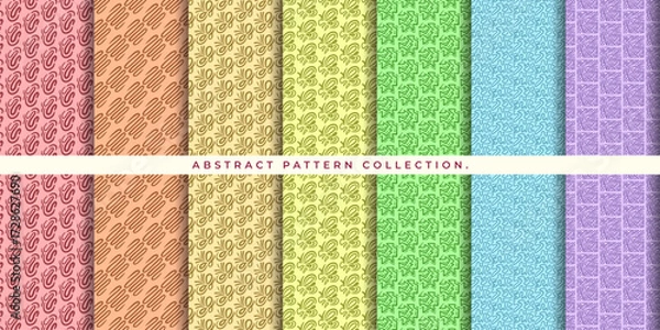Fototapeta Abstract seamless pattern collection in colorful modern designs. Perfect for textiles, wallpapers, and creative digital projects.