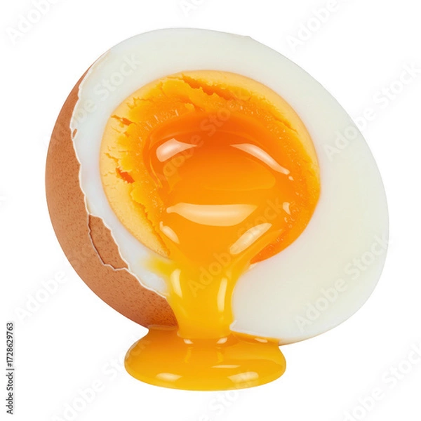Obraz Half boiled egg with runny yolk isolated on transparent background
