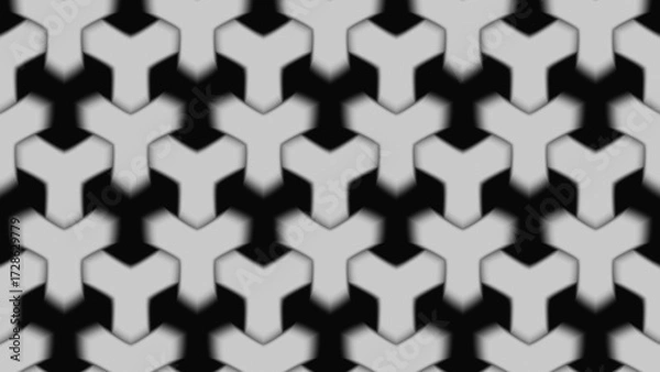 Fototapeta Modern seamless Y-shaped geometric pattern in grayscale with soft shadows, ideal for minimalist backgrounds.