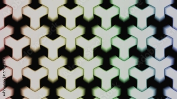 Fototapeta Seamless Y-shaped geometric pattern with soft rainbow gradient glow, ideal for abstract or futuristic designs.