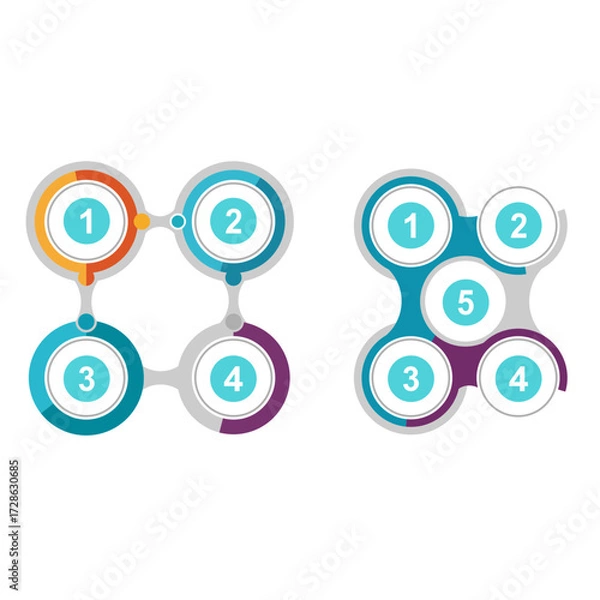 Obraz Vector infographic design with connected circular nodes, ideal for presentations, data visualization, and business graphics.