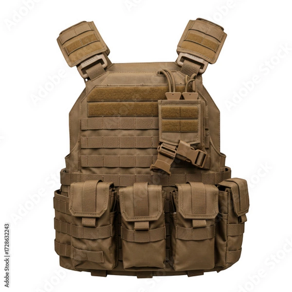 Obraz Tan tactical vest isolated on transparent background