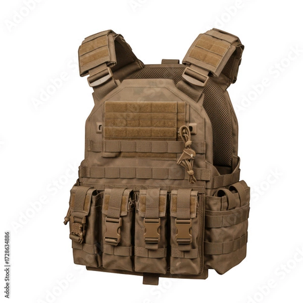 Obraz Tan tactical vest isolated on transparent background
