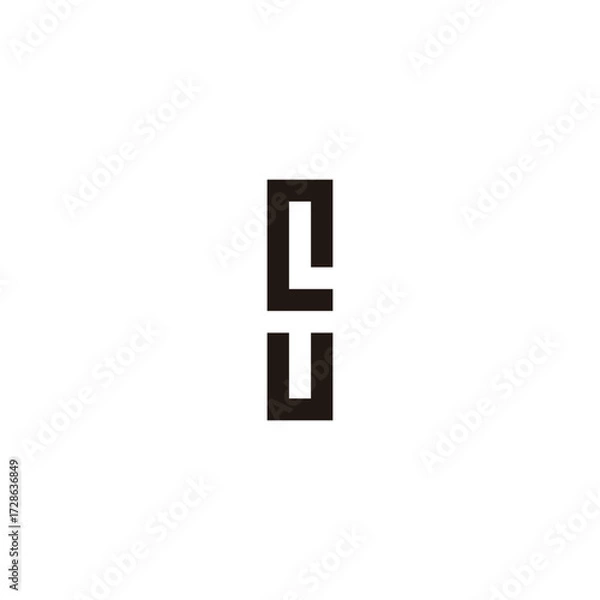 Fototapeta Letter L, E and U rectangle geometric symbol simple logo vector