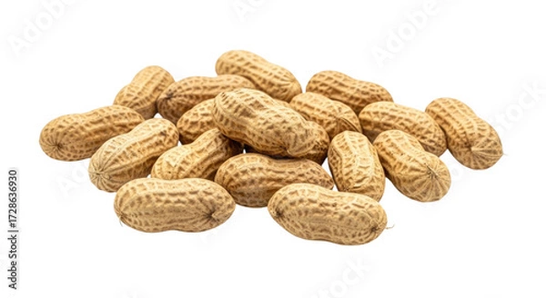Fototapeta Pile of peanuts in shells isolated on white background cutout transparent png