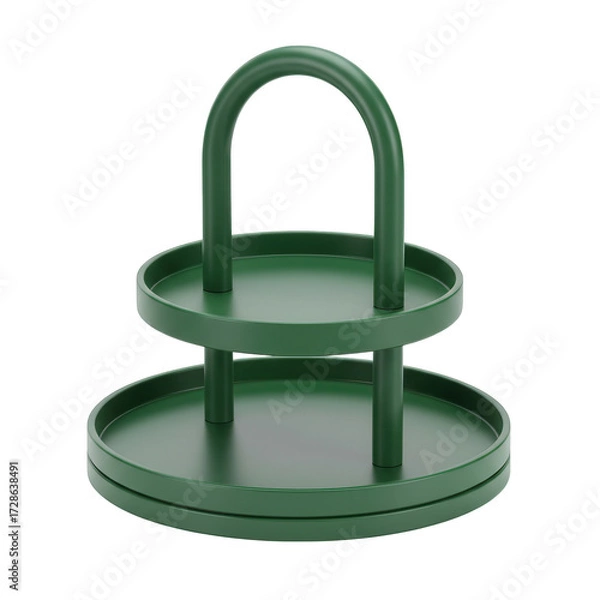 Obraz Two tiered green tray stand with handle isolated on transparent background