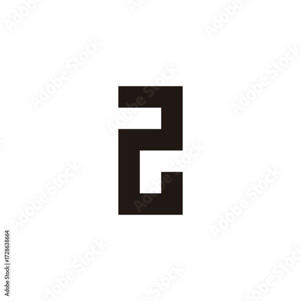 Fototapeta Letter r in number 2 square geometric symbol simple logo vector