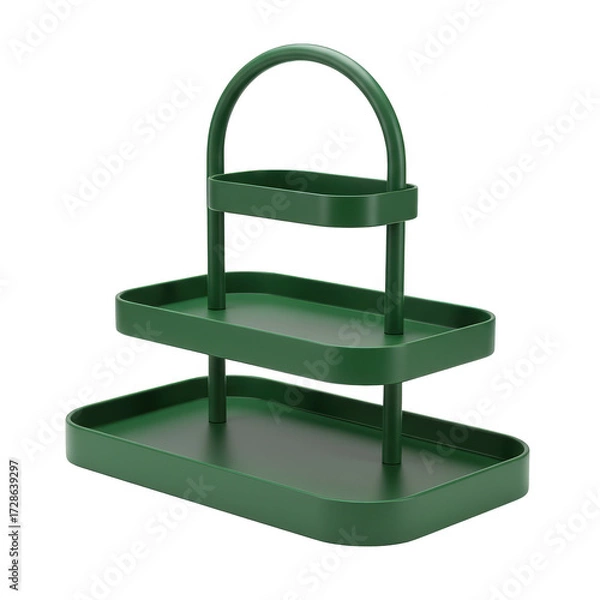 Obraz Three tiered green organizer stand isolated on transparent background