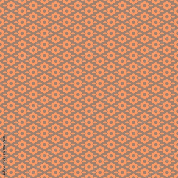 Fototapeta Floral pattern background in beaver and tangerine colors