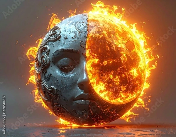 Obraz Half-moon, half-fire, sphere