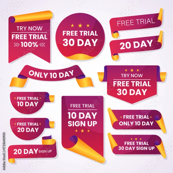 Fototapeta Gradient free trial labels