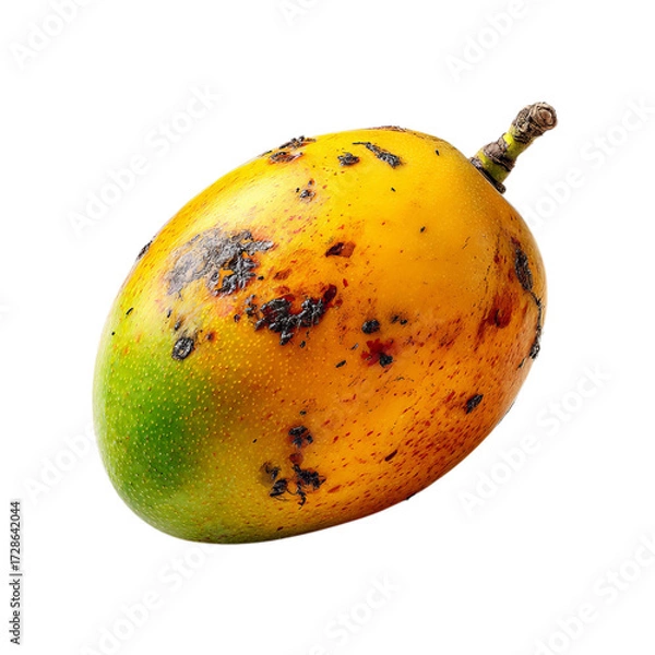 Fototapeta Png of closeup of a ripe mango isolated on transparent background, showcasing its vibrant colors and unique texture