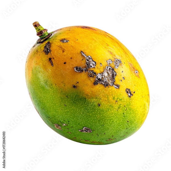 Fototapeta Png of ripe mango isolated on transparent background, showcasing its vibrant colors, texture, and natural imperfections