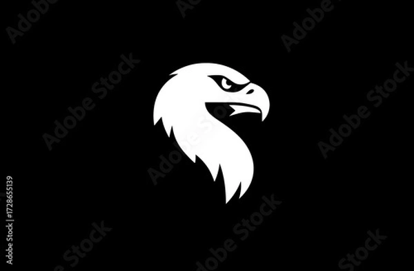 Obraz A white eagle head logo against a black background. The bird appears focused