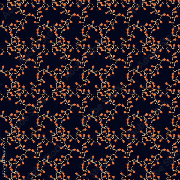 Fototapeta Seamless pattern of colorful festive decorative lights or Christmas lights. Creative texture for textile and fabric. Colored flat vector illustration.	