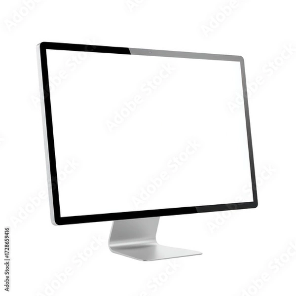 Obraz Modern silver desktop computer monitor isolated on transparent background