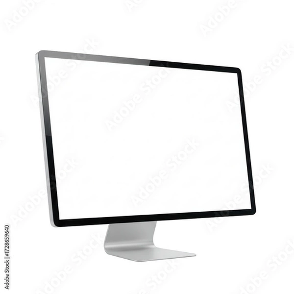 Obraz Modern silver desktop computer monitor isolated on transparent background