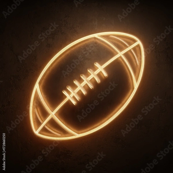 Fototapeta Glowing football icon for sports decor, game themes, or athletic events. A vibrant and modern way to show sports enthusiasm.