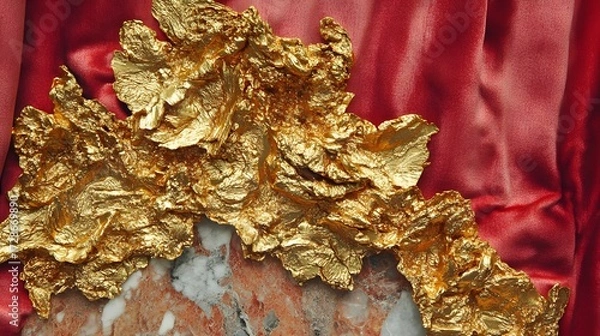 Fototapeta Abstract Gold Texture on Red Velvet and Marble