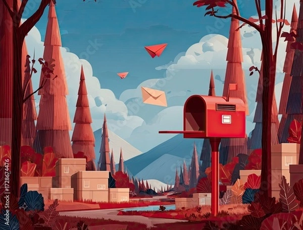 Fototapeta Dynamic flat design world post-day poster showcases vibrant urban illustration with modern aesthetic, perfect for global awareness campaigns and impactful visual communication.