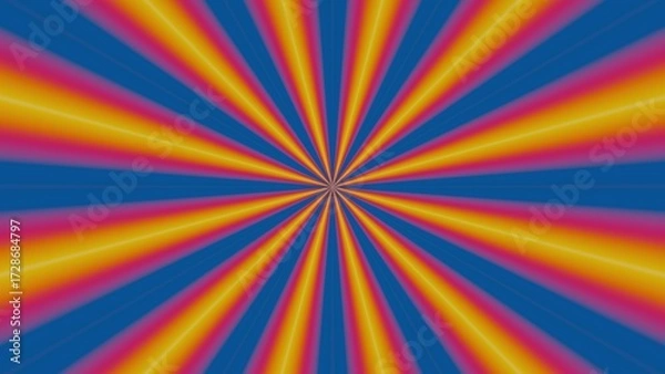 Fototapeta Dynamic blue, orange, and red radial sunburst pattern, evoking energy and excitement for vibrant designs.