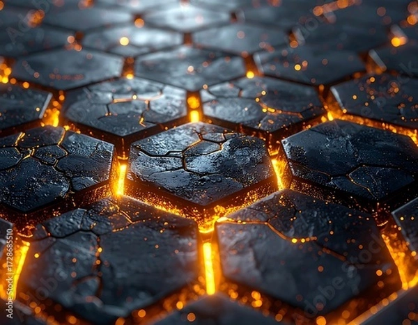 Obraz Abstract hexagonal pattern, glowing energy