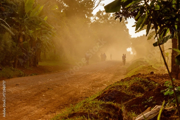 Obraz Bardzo obowiązkowa droga wokół Sipi prowadzi do Parku Narodowego Mount Elgon w Ugandzie