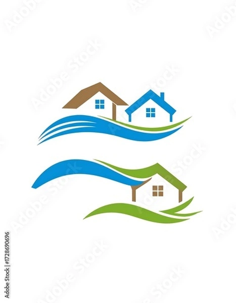 Obraz Abstract homes and water