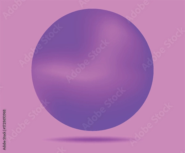 Fototapeta Glossy 3D purple sphere with smooth gradient shading and subtle highlight reflection on soft lavender background, modern minimal abstract design element for posters, branding, wallpaper