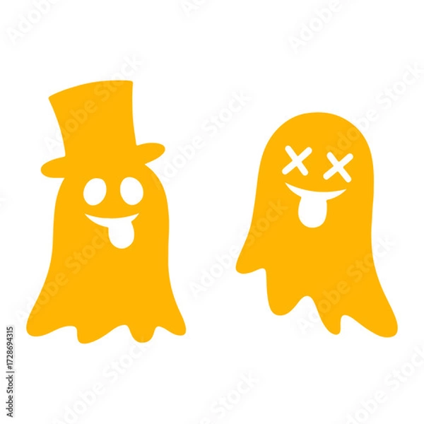 Fototapeta Vector Art Halloween 2025 Two  ghosts posing