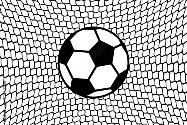 Fototapeta Clip art Soccer ball hitting goal net. Goal, scoring, net concept
