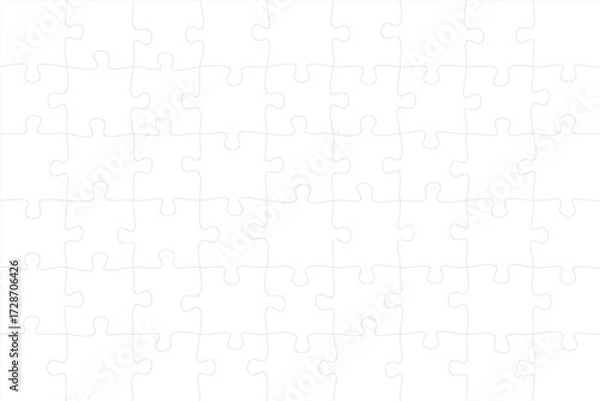 Fototapeta Jigsaw puzzle blank template or cutting guidelines of transparent pieces. Pieces are easy to separate (every piece is a single shape). Jigsaw puzzle transparent template. Vector illustration