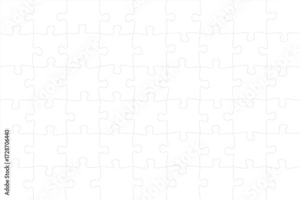 Fototapeta Jigsaw puzzle blank template or cutting guidelines of transparent pieces. Pieces are easy to separate (every piece is a single shape). Jigsaw puzzle transparent template. Vector illustration