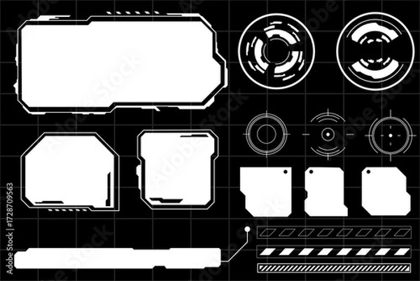 Fototapeta Futuristic Sci-Fi HUD Interface Elements Set